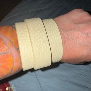 Rustic Cuff Cream Leather Bracelet